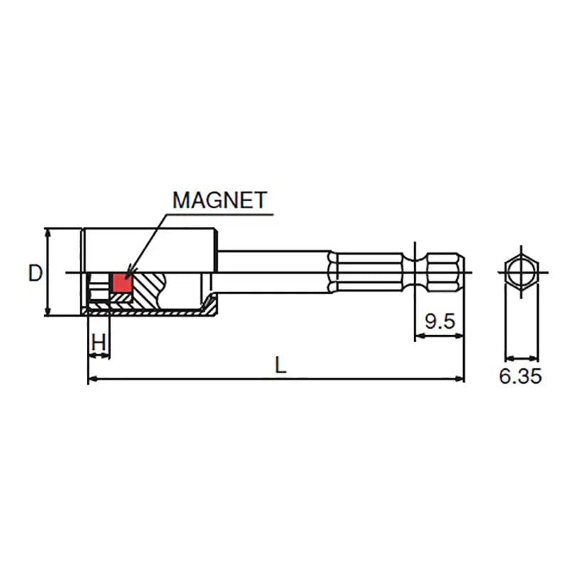 Ko-ken Tools 1/4 Hex Dr. Nut Setter with Plastic Protector 10mm 6 point Length 150mm Magnet Turnable POM cover Ko-ken Tools