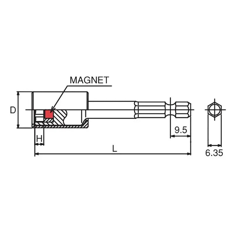 Ko-ken Tools 1/4 Hex Dr. Nut Setter with Plastic Protector 8mm 6 point Length 150mm Magnet Turnable POM cover Ko-ken Tools