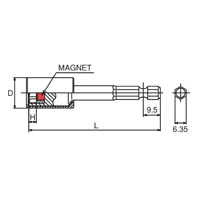 Ko-ken Tools 1/4 Hex Dr. Nut Setter with Plastic Protector 8mm 6 point Length 75mm Magnet Turnable POM cover Ko-ken Tools