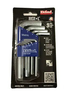 Eklind Set of 9 Bright Short Hexagon L-Key with Holder - EK 11509 Hexagon Key Set Eklind