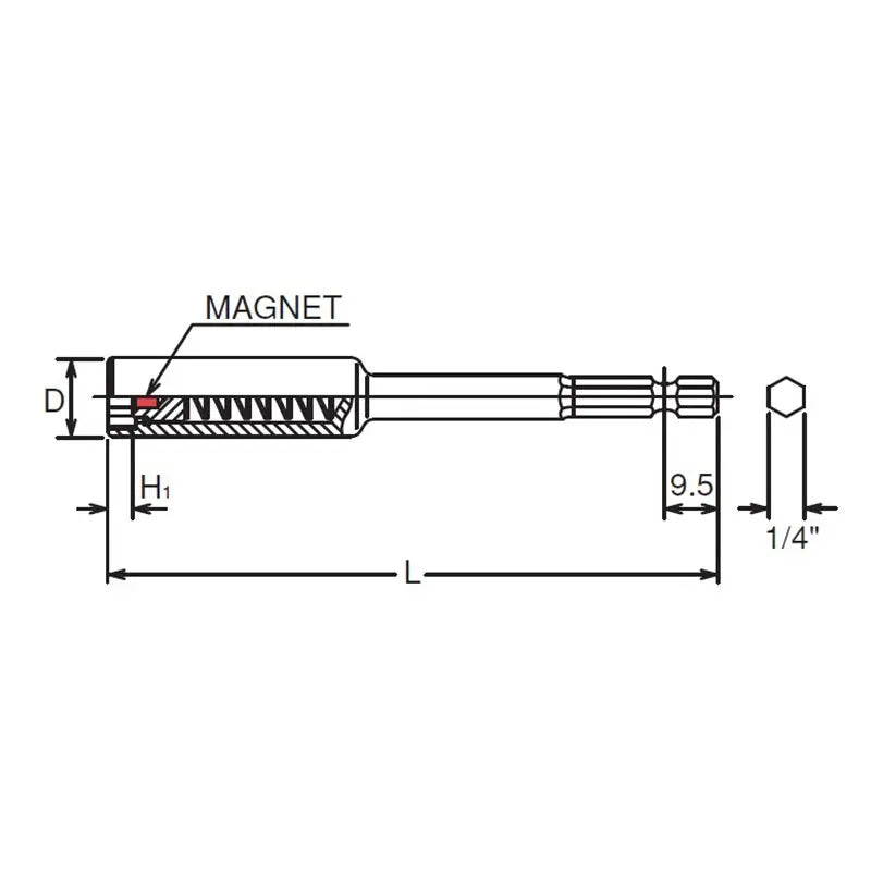 Ko-ken Tools 1/4 Hex Dr. Nut Setter 10mm 6 point Length 75mm Slide Magnet Ko-ken Tools