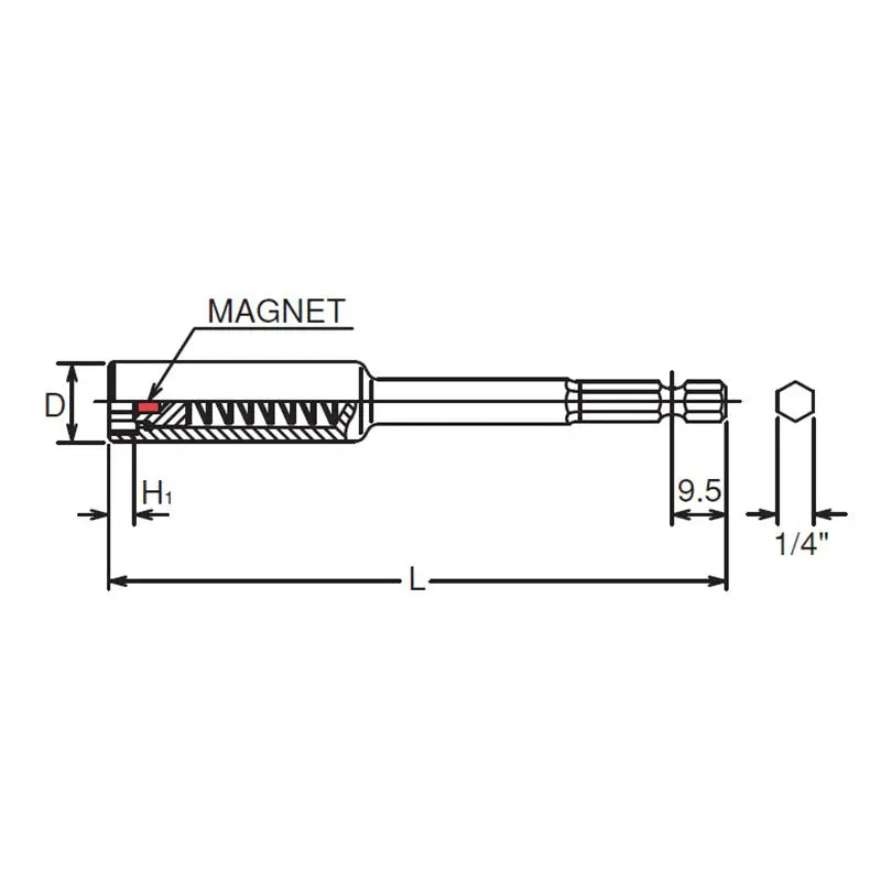 Ko-ken Tools 1/4 Hex Dr. Nut Setter 8mm 6 point Length 75mm Slide Magnet Ko-ken Tools