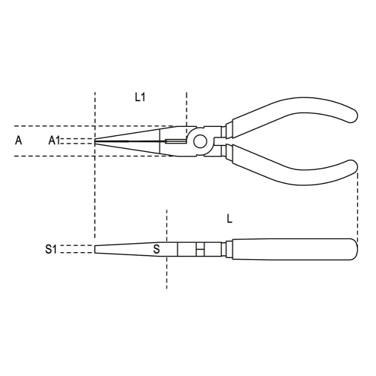 Beta Tools Chrome-Plated Extra-Long Flat Knurled Nose Pliers with Slip-Proof Double Layer PVC Coated Handles - BT 011620006 
