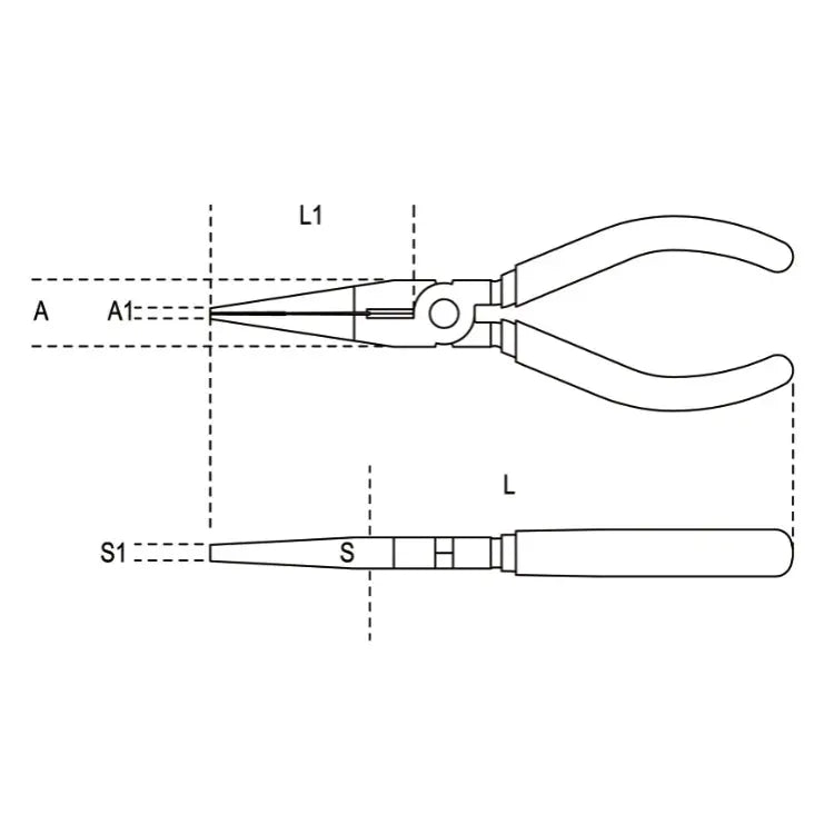 Beta Tools Chrome-Plated Extra-Long Flat Knurled Nose Pliers with Slip-Proof Double Layer PVC Coated Handles - BT 011620010 