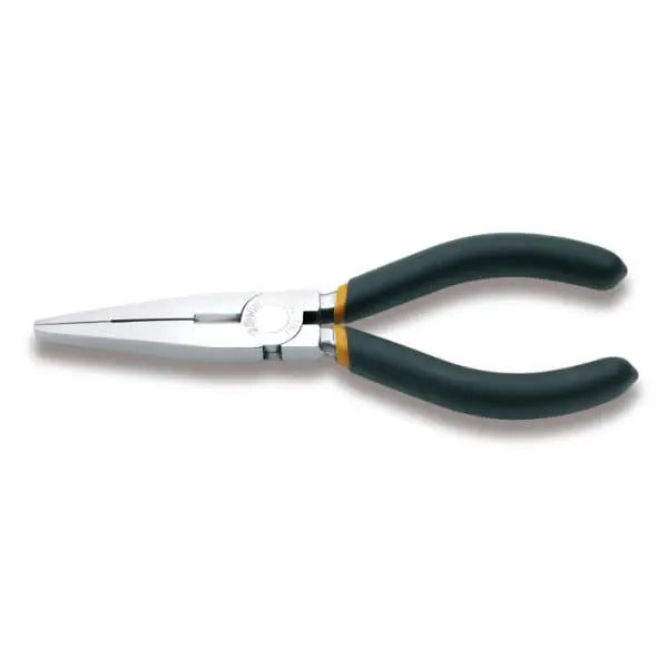 Beta Tools Chrome-Plated Extra-Long Flat Knurled Nose Pliers with Slip-Proof Double Layer PVC Coated Handles - BT 011620010 