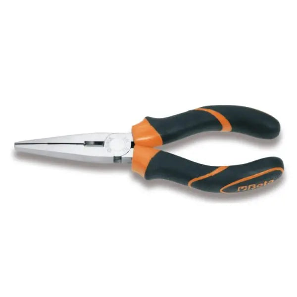 Beta Tools (Article# 1162BM 160) Chrome-Plated Extra-Long Flat Knurled Nose Plier with Bi-Material Handles - BT 011620036 