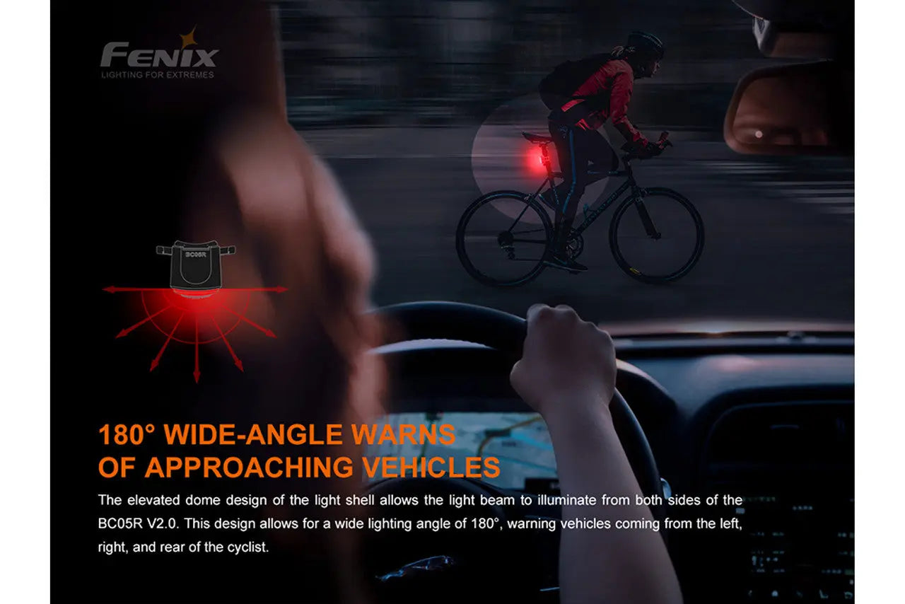 Fenix 15 Lumen Red Rechargeable Tail Light - F FX-BC05R-V2 Fenix