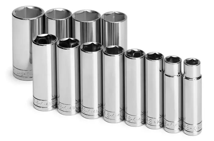 SK Tools - Set Socket 1/2dr Deep 6pt Fractional 12pc - 4822 SK Tools
