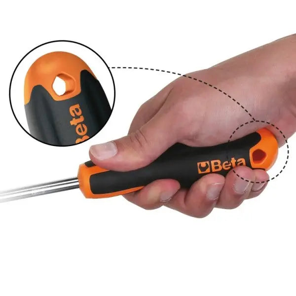 Beta Tools (Article# 1201E 4X100) Evox Slotted Screwdriver, Chrome-Plated, Black 4mm Tip, OAL 100mm - BT 12011030 Beta Tools