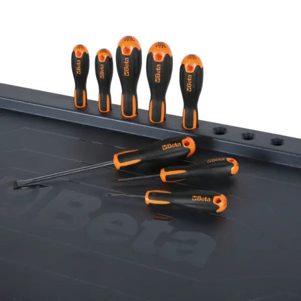 Beta Tools Evox Chrome-Plated Black Tips Screwdrivers for Slotted Head Screws - BT 012011009 