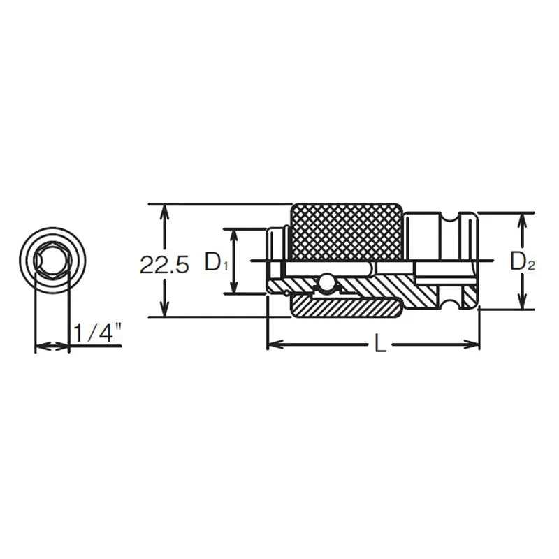 Ko-ken Tools 1/4 Sq. Dr. Bit Holder 1/4 Hex Length 36mm Ko-ken Tools