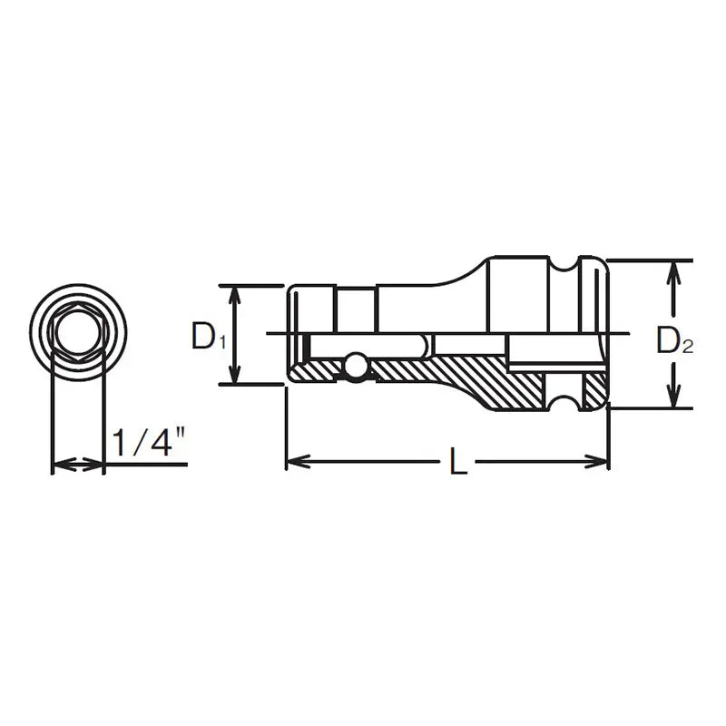 Ko-ken Tools 1/4 Sq. Dr. Bit Holder 1/4 Hex Length 36mm Locking Quick Release Ko-ken Tools