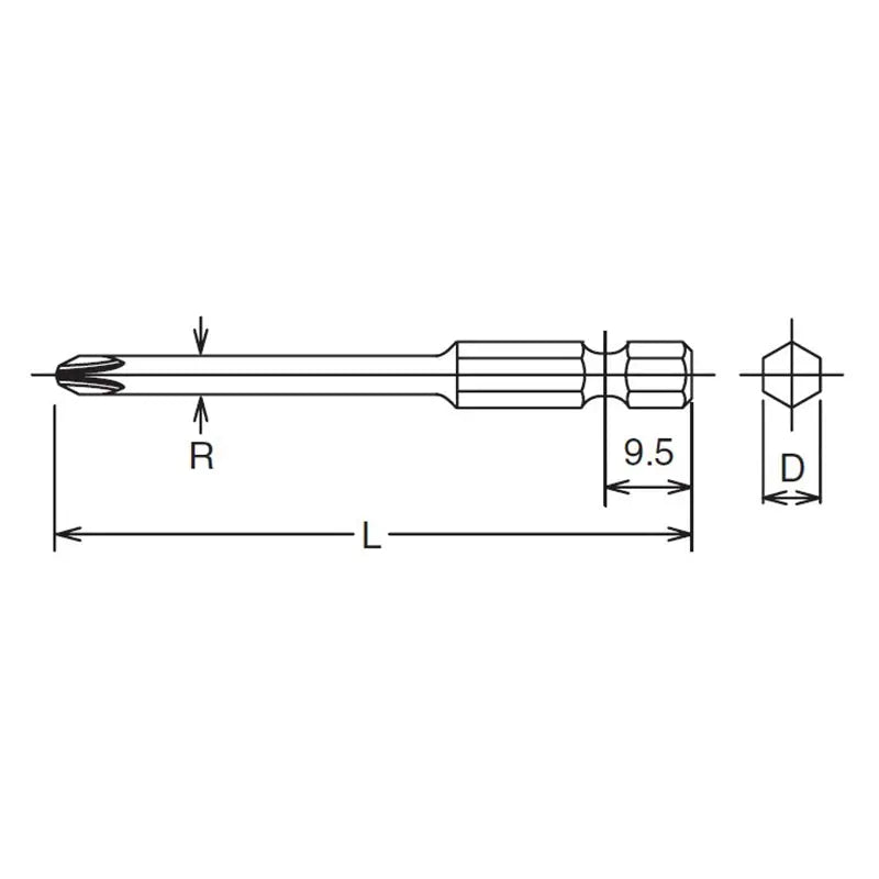 Ko-ken Tools 1/4 Hex Dr. Bit PH1 Length 100mm Ko-ken Tools