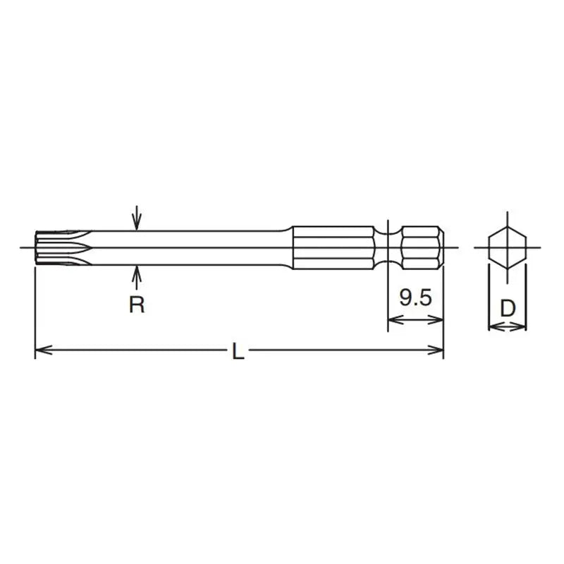 Ko-ken Tools 1/4 Hex Dr. Tamper-Resistant TORXÂ® T20H Bit - Length 70mm Ko-ken Tools