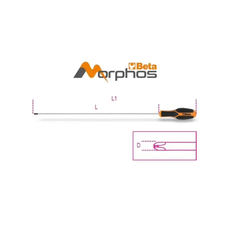Beta Tools (Article# 1222L 3X300) Long Morphos Screwdriver for Cross Head Phillips Screws - BT 012220303 