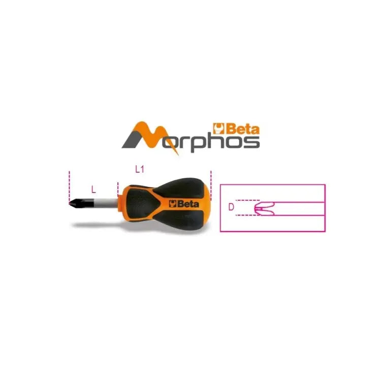Beta Tools (Article# 1222N 6X30) Extra-Short Morphos Screwdriver for Cross Head Phillips Screws - BT 012220106 