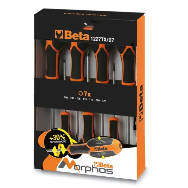 Beta Tools (Article# 1227TX/D7) Set of 7 Morphos Screwdrivers for Torx Head Screws - BT 012270207 