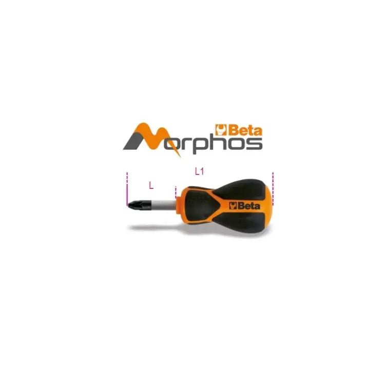 Beta Tools (Article# 1229N/PZ 2) Extra-Short Morphos Screwdriver for Cross Head Pozidriv-Supadriv Screws - BT 012290022 