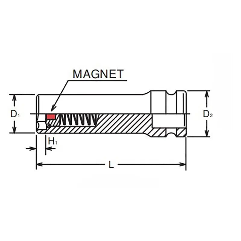 Ko-ken Tools 1/4 Sq. Dr. Socket 12mm 6 point Length 48mm Slide Magnet Ko-ken Tools
