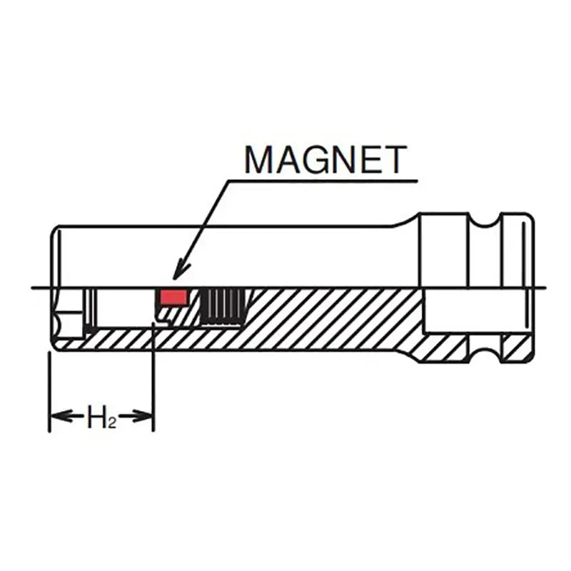 Ko-ken Tools 1/4 Sq. Dr. Socket 12mm 6 point Length 48mm Slide Magnet Ko-ken Tools