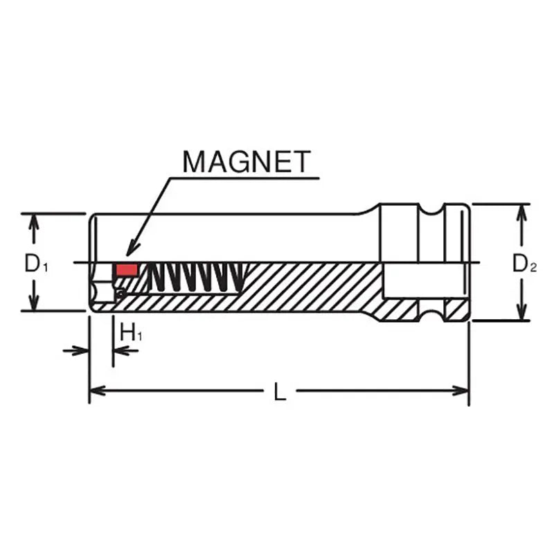 Ko-ken Tools 1/4 Sq. Dr. Socket 7mm 6 point Length 48mm Slide Magnet Ko-ken Tools