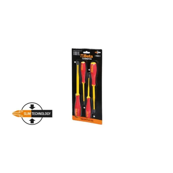 Beta Tools (Article# 1234MQF/D4) Set of 4 Slim Screwdrivers for Headless Slotted Screws - BT 012340654 