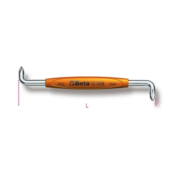 Beta Tools (Article# 1238B 1-2) 1 x 2 Offset Screwdriver for Cross Head Phillips Screws - BT 12380201 Beta Tools