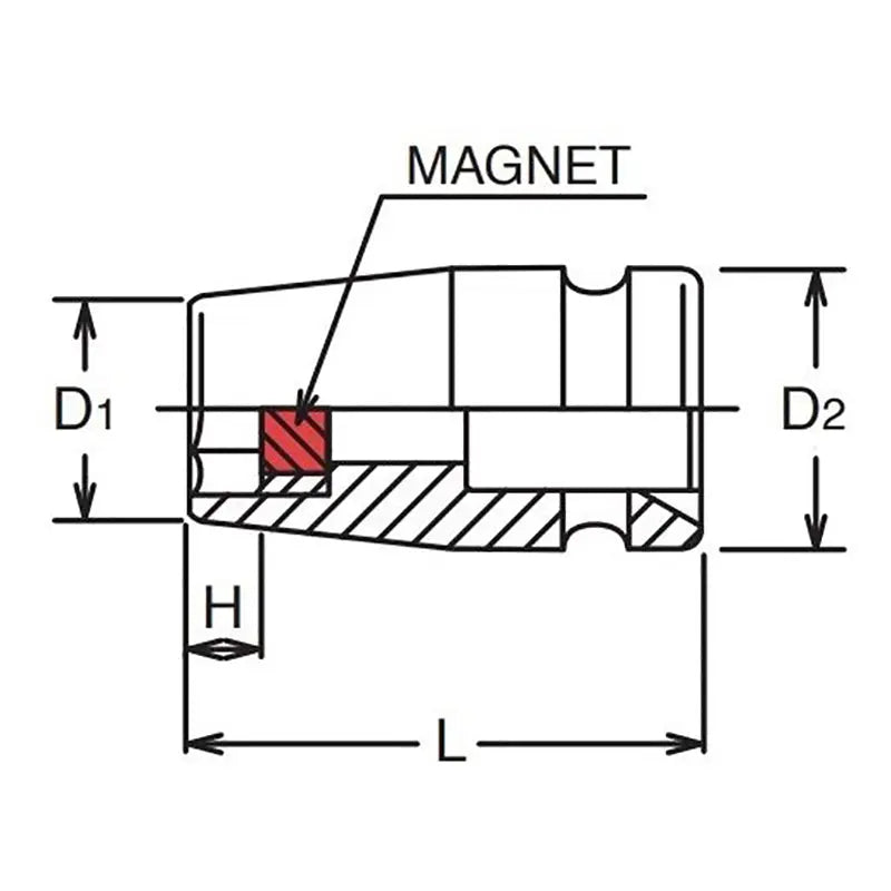 Ko-ken Tools 1/4 Sq. Dr. Socket 7/16 6 point Length 23mm Magnet Ko-ken Tools