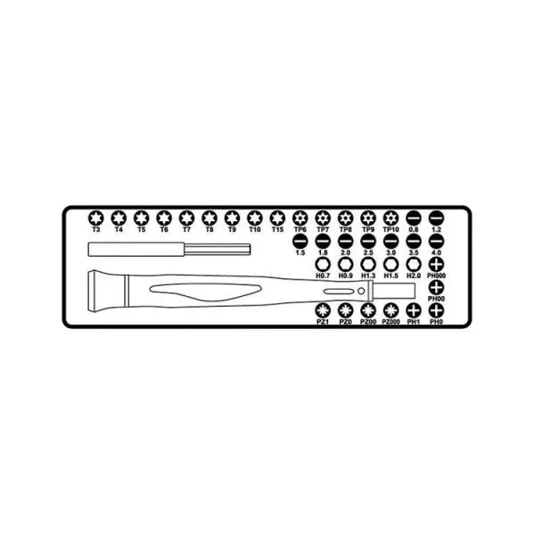 Beta Tools (Article# 1256/C36-2) Micro Screwdriver Set with 36 4mm Bits, Drive Handle and Magnetic Extension - BT 12560100 Beta Tools