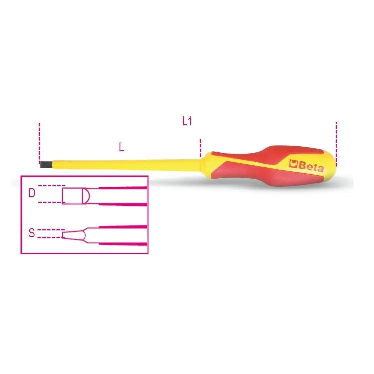 Beta Tools (Article# 1274MQ 3X100) Screwdriver for Headless Slotted Screws - BT 012740703 
