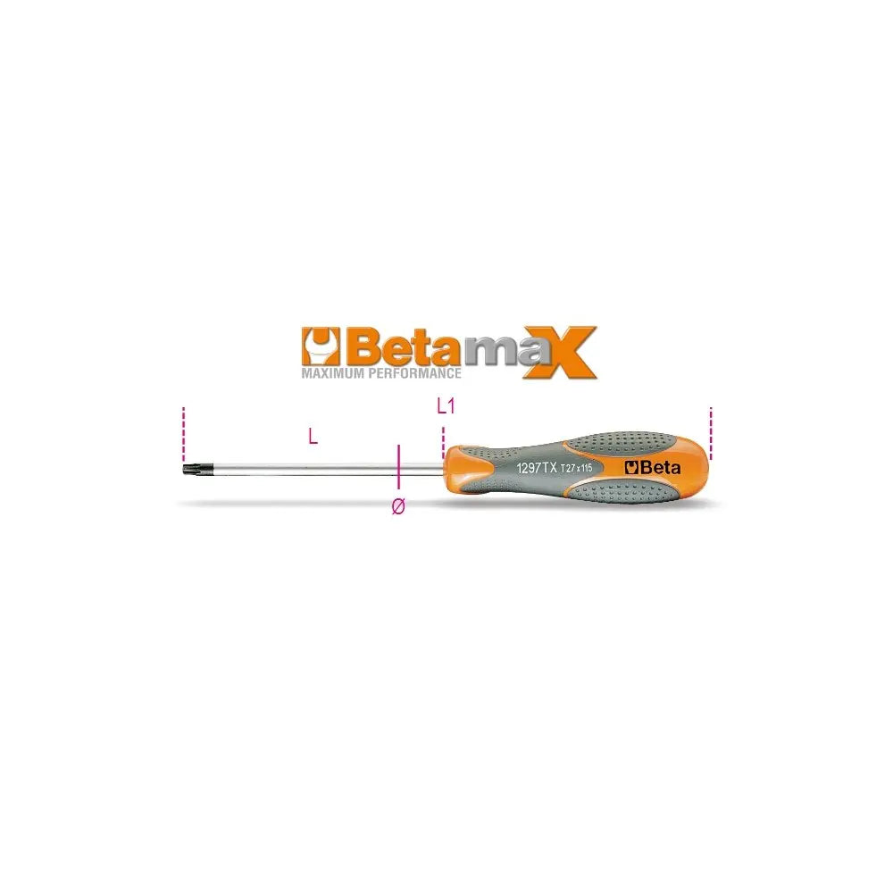 Beta Tools (Article# 1297TX 20) T20 Driver for Torx Head Screws with Ergonomic Handle - BT 12970020 Beta Tools