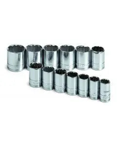 SK Tools - 13 Piece 1/2" Drive 12 Point Standard Metric Chrome Socket Set - 1913 SK Tools