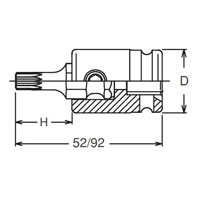 Ko-ken Tools 3/8 Sq. Dr. Bit Socket XZN M6 Triple Square Length 52mm Ko-ken Tools