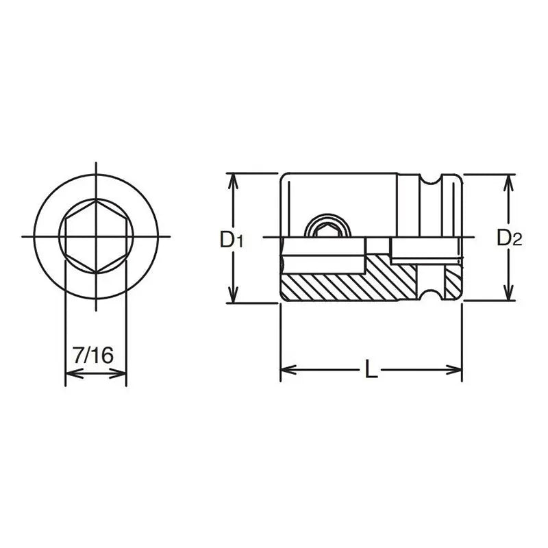 Ko-ken Tools 3/8 Sq. Dr. Bit Holder 7/16 For 183 series Length 32mm Ko-ken Tools