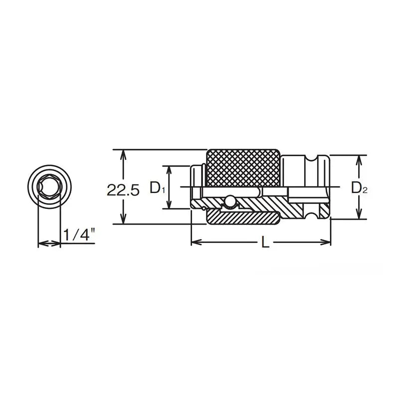 Ko-ken Tools 3/8 Sq. Dr. Impact Bit Holder for 1/4 (6.3) Hex Bits - Length 42mm Ko-ken Tools