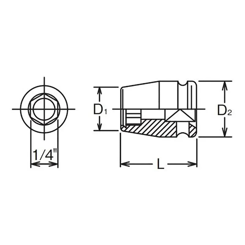 Ko-ken Tools 3/8 Sq. Dr. Adaptor 1/4 For 1/4H Bit Length 30mm Ko-ken Tools