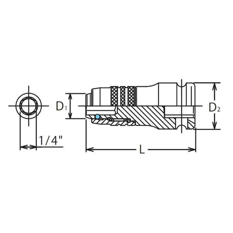 Ko-ken Tools 3/8 Sq. Dr. Adaptor 1/4 For 1/4H Bit Length 45mm Locking Quick release Ko-ken Tools