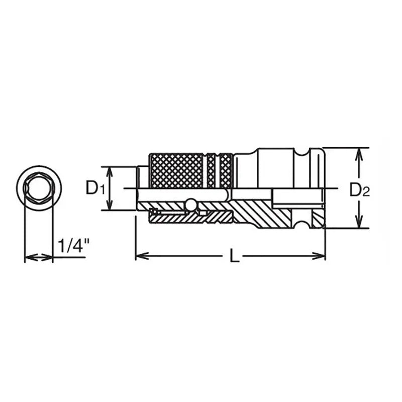 Ko-ken Tools 3/8 Sq. Dr. Bit Holder 1/4 Hex Length 45mm Locking Quick Release Ko-ken Tools