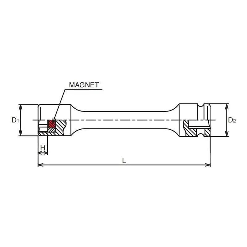 Ko-ken Tools 3/8 Sq. Dr. Extension Socket 12mm 6 point Length 100mm Magnet Ko-ken Tools