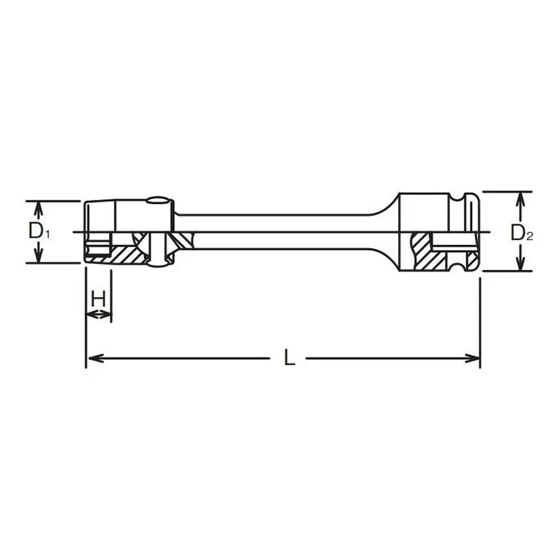 Ko-ken Tools 3/8 Sq. Dr. Extension Universal Socket 12mm 6 point Length 250mm Ko-ken Tools