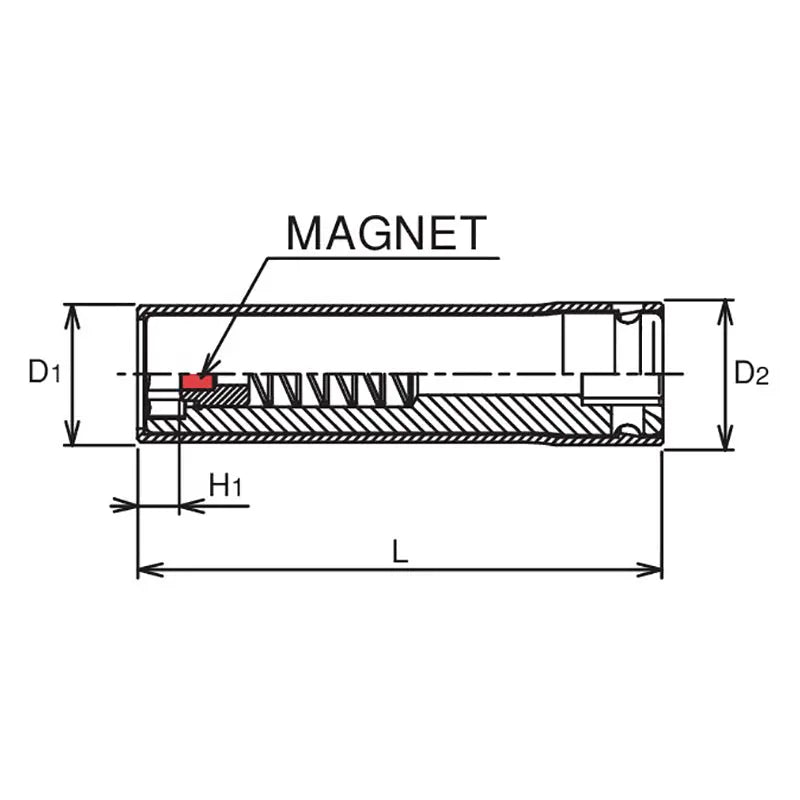 Ko-ken Tools 3/8 Sq. Dr. Socket with Plastic Protector 13mm 6 point Length 80mm Slide Magnet Turnable POM cover Ko-ken Tools