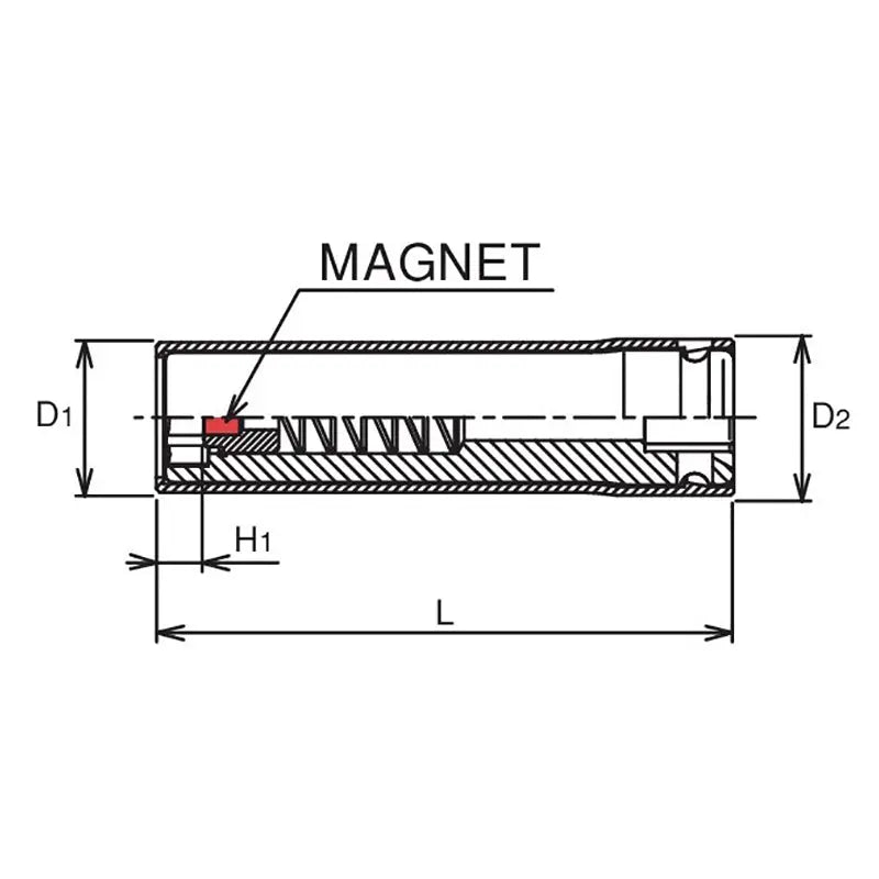 Ko-ken Tools 3/8 Sq. Dr. Socket with Plastic Protector 16mm 6 point Length 80mm Slide Magnet Turnable POM cover Ko-ken Tools