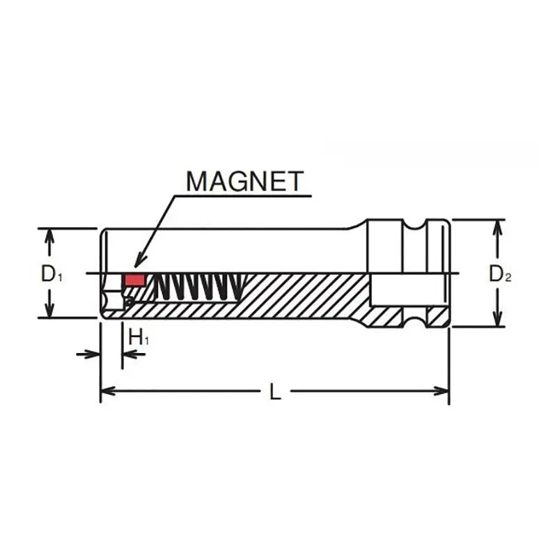 Ko-ken Tools 3/8 Sq. Dr. Socket 16mm 6 point Length 80mm Slide Magnet Ko-ken Tools
