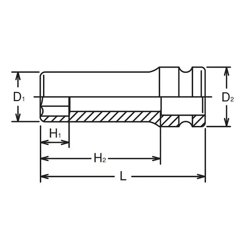 Ko-ken Tools 3/8 Sq. Dr. Socket 20mm 6 point Length 80mm Ko-ken Tools