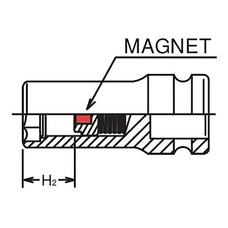 Ko-ken Tools 3/8 Sq. Dr. Socket 15mm 6 point Length 50mm Slide Magnet Ko-ken Tools