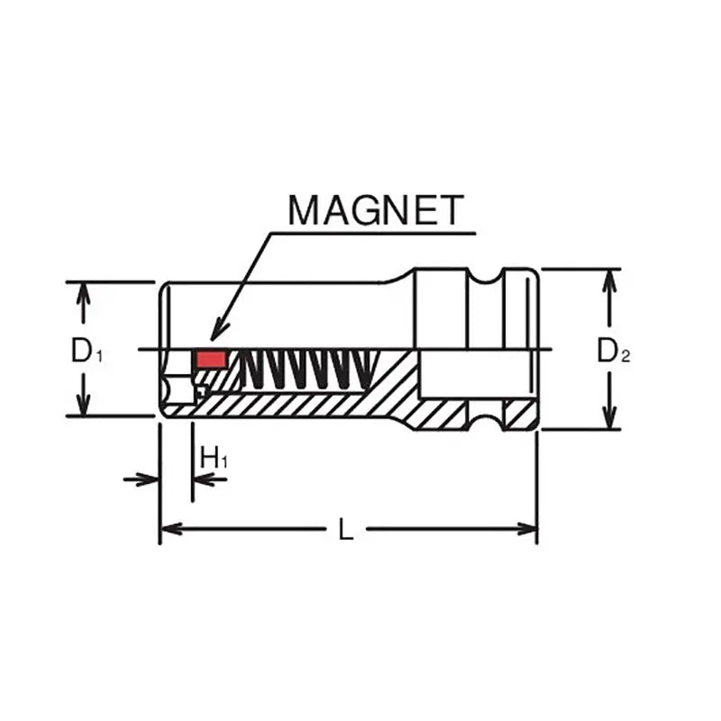 Ko-ken Tools 3/8 Sq. Dr. Socket 15mm 6 point Length 50mm Slide Magnet Ko-ken Tools