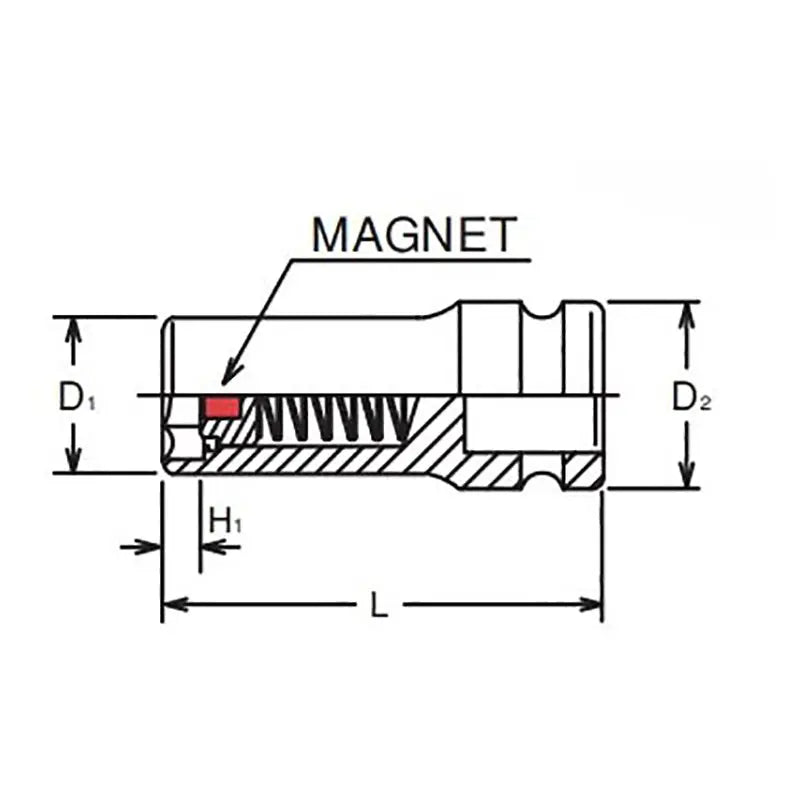 Ko-ken Tools 3/8 Sq. Dr. Socket 17mm 6 point Length 50mm Slide Magnet Ko-ken Tools