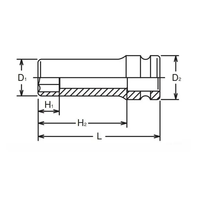 Ko-ken Tools 3/8 Sq. Dr. Socket 8mm 6 point Length 80mm Thin walled Ko-ken Tools