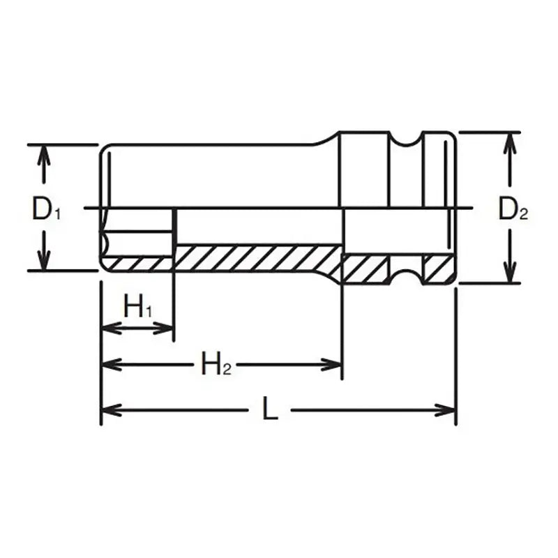 Ko-ken Tools 3/8 Sq. Dr. Socket 21mm 6 point Length 50mm Thin walled Ko-ken Tools