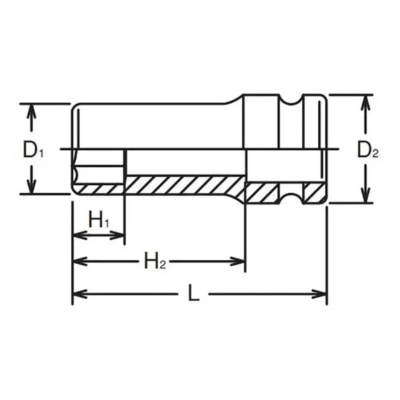 Ko-ken Tools 3/8 in Square Drive 6-Point Thin Wall Semi-Deep Impact Socket, 6mm - 13301X-6